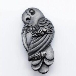 Torino Parrot Brooch/Earrings/Necklace Set Pewter Vintage 1980's